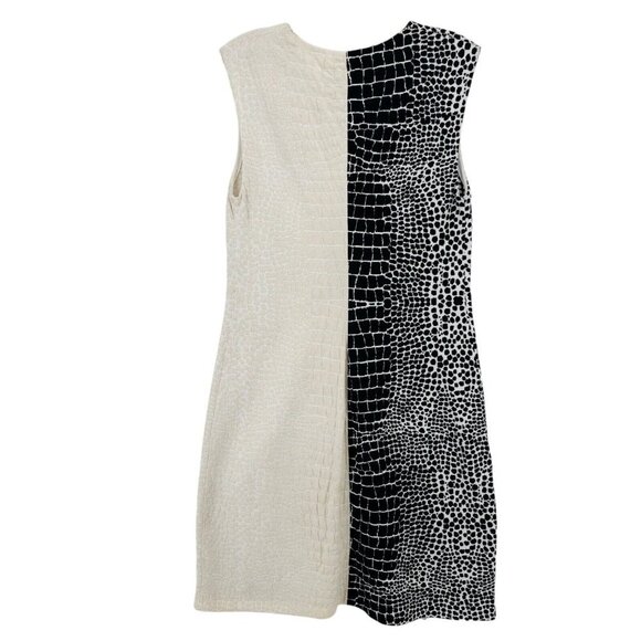 FENDI Dress Crocodile Animal Pattern Two-Tone Black Cream Stretch Size 40 - US 4 - Picture 2 of 7